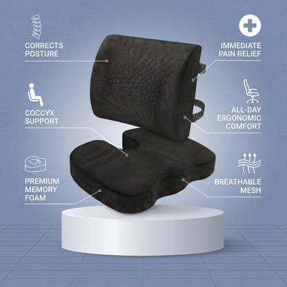 All-Day Back Pain Relief — Seat Cushion & Lumbar Support Bundle